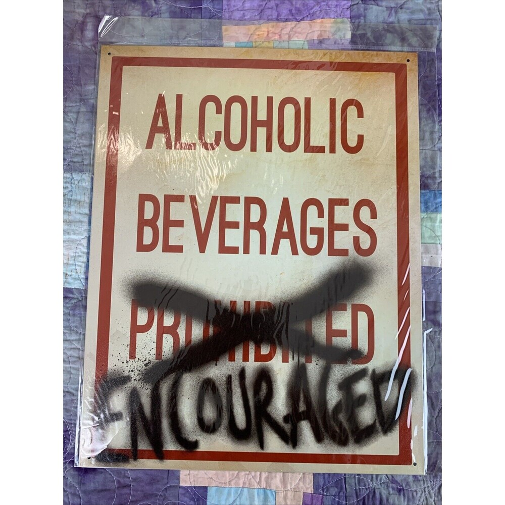 Desperate Alcoholic Beverages Encouraged 12.5" X 16" Man Cave Bar Garage Decor